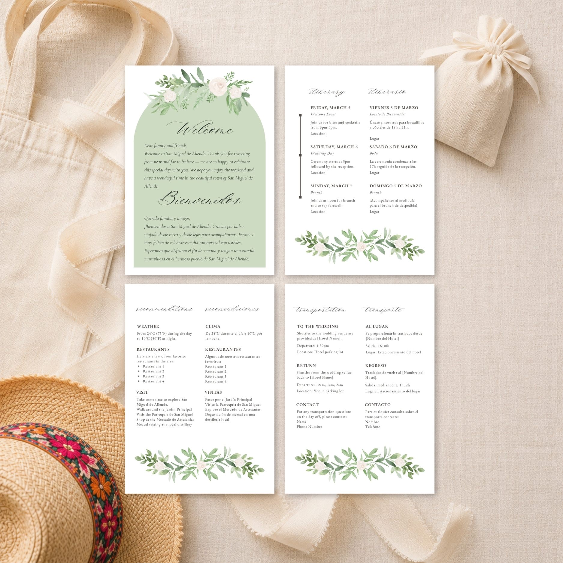 How to Create Wedding Welcome Bags on a Budget Bilingual Destination Wedding Guest Welcome Guide Template